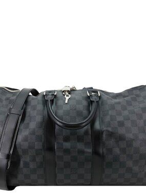 LOUIS VUITTON  Keepall 45 Bandouliere Damier Graphite Canvas Duffle Bag Black